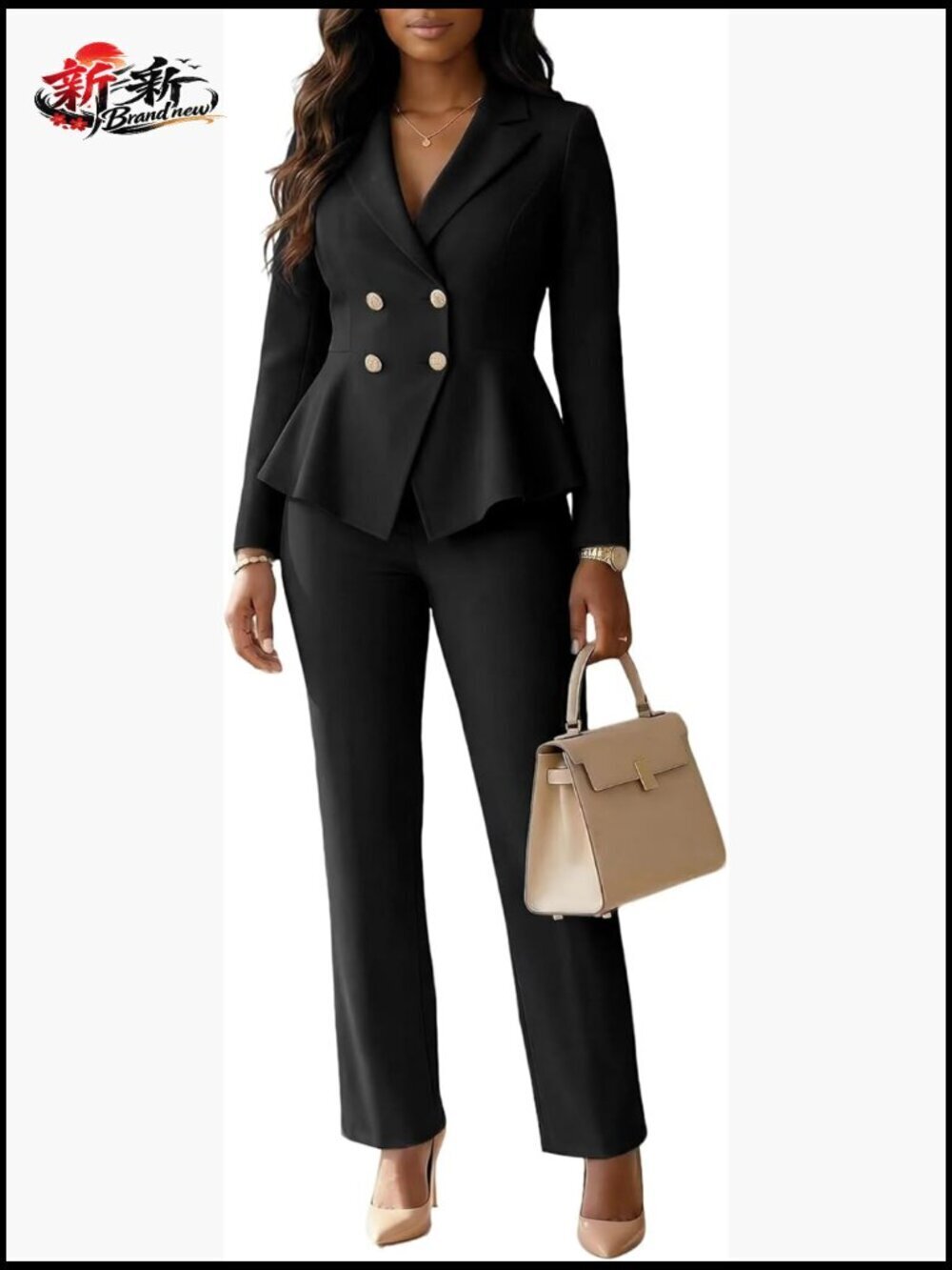 Double Breasted Blazer Pantsuit Set for Work Business Formal